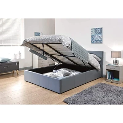 Image of MODERNIQUE® Grey Faux Leather Storage Ottoman Gas Lift Up Bed Frame in Single, Small Double, King &amp; Super size (5ft king)