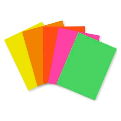 Image of Clairefontaine Ref 93921C Maildor Fluorescent Poster Paper (Pack of 100 Sheets) A4 in Size, 90gsm Paper, Bright Colours Assorted