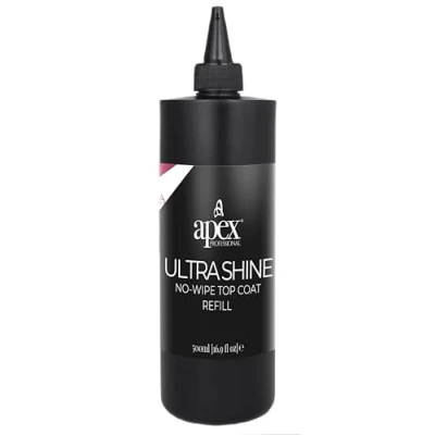Image of Apex® Professional 500ml No Wipe Gel Top Coat Refill, UV/LED, Easy to Apply, Long Lasting, Clear High Gloss Finish, and Home Use