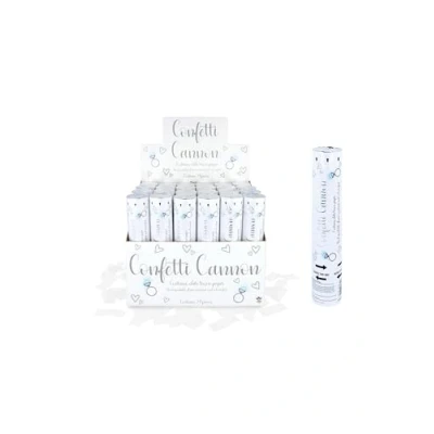 Image of Henbrandt 1 x White Paper Confetti Cannon with Biodegradable 20cm Shooter for Wedding Celebration Birthday Party Baby Shower Decorations