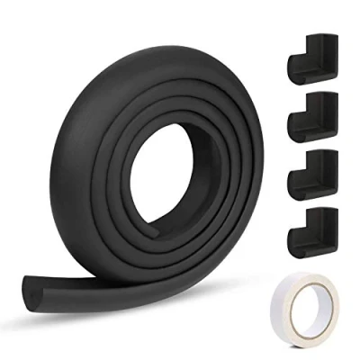 Image of Vicloon Edge Protectors, 2 M Foam Safety Strip and 4 Corner Cushion Protector Set, Guards for Baby Black