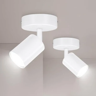 Image of Ketom 2 x Spotlight Ceiling Light GU10 LED Matt White Single Adjustable Wall 1 Spot Lights Bulb Not Included