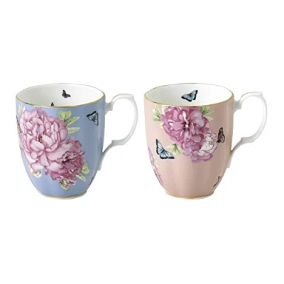Image of Miranda Kerr by Royal Albert 1056230 Set of 2 Mugs, Fine Bone China, 405 milliliters, Blue,gold