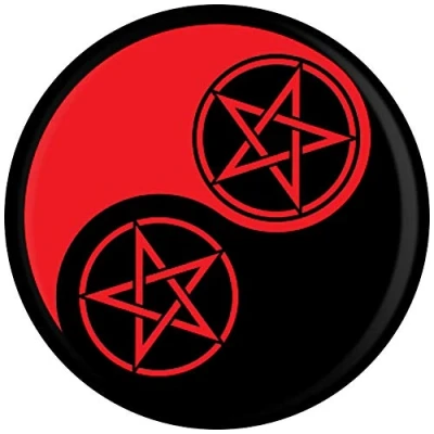 Image of Pentagram Yin Yang Badge Black 3.1x3.1cm