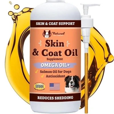 Image of Natural Dog Company Skin &amp; Coat Oil, Supports Joint Health, Boost Immunity, Fish Oil Supplement and Food Topper, 16 oz.