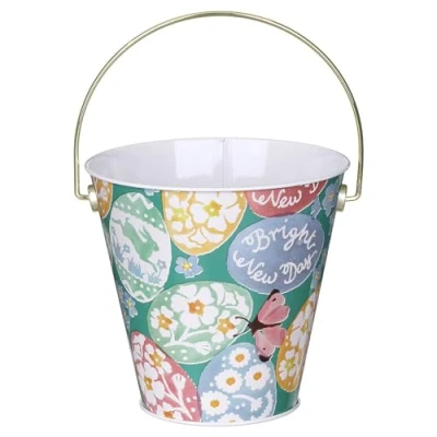 Image of Emma Bridgewater Tin Easter Bucket ┃Egg Hunt Collection Basket ┃ Bright New Day Design