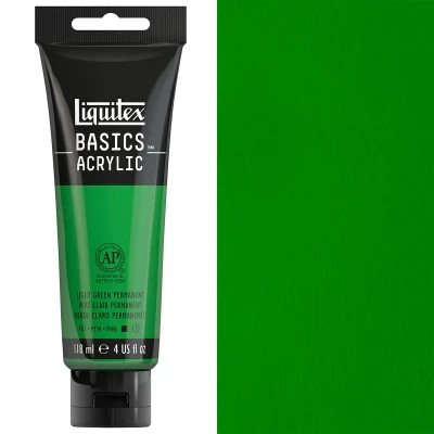 Image of LIQUITEX Basics Acrylic Paint, Light Green Permanent, 118 ml Tube