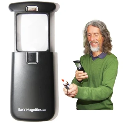 Image of EasY Magnifier Small Pocket Magnifying Glass 3X with LED Light for Reading; Lighted Hand Held Coin Loupe; Mini Magnify Lens; Gifts Seniors