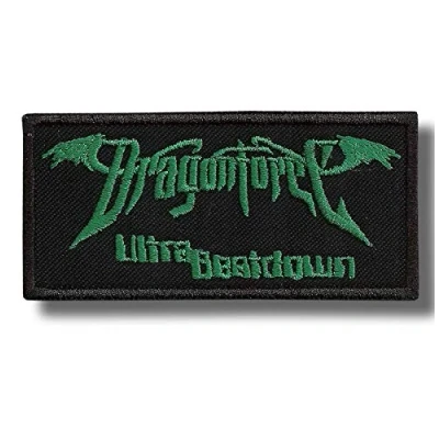 Image of Dragon Force Iron on Applique Patch, Green, Gold, Rectangular, Sewing Patch