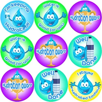 Image of 144 Hydration Awards 30mm (Drink Water) Reward Stickers for School Teachers and Parents