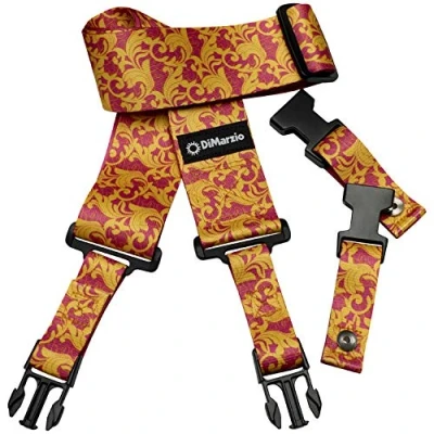 Image of DiMarzio® ClipLock® Steve Vai UtoPIA, Quick Release Guitar Strap, 2&quot;, Pink/Gold