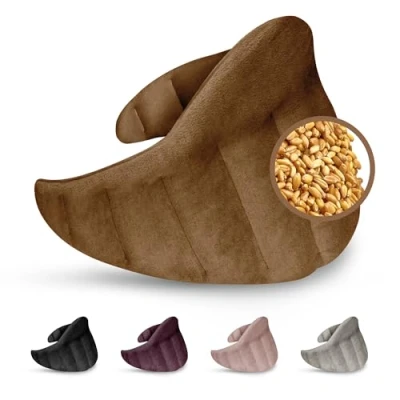Image of LESCHI XXL Wheat Bag Microwavable (60x28cm), 100% Organic Cotton and Wheat, 11 Chamber Microwave Pillow, Brown, Unscented, Snug Grain Pillow Ideal for Tension in Back, Neck Shoulders