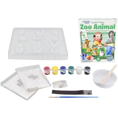 Image of KandyToys Mould and Paint Zoo Animals Arts Craft Kit Create Your Own Fridge Magnets Kids Set