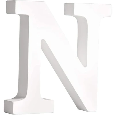 Image of White Wooden MDF Letter N Size 13cm Tall Free Standing Letters for Arts &amp; Crafts Personalized Name Decor