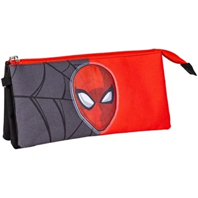 Image of CERDÁ LIFE&#039;S LITTLE MOMENTS Unisex Kid&#039;s Spiderman Triple Compartment Pencil Case, Multicolor, Standard