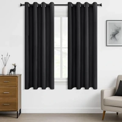 Image of MRTREES Blackout Curtains Bedroom 54 Drop 2 Panels Black Eyelet Thermal Curtain for Living Room Soft Texture Window Treatments Kids 46x54 Inch 117x137 CM