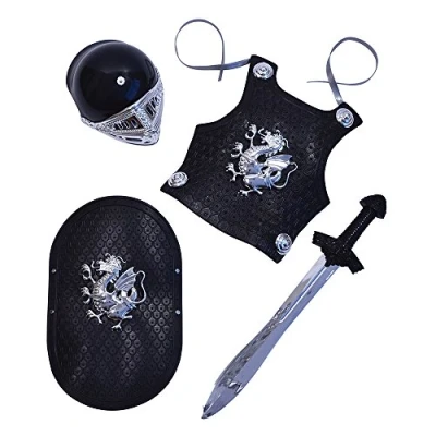 Image of Black Knight Armor Accessory for Child 1 Set, Realistic Silver Toned Design, Perfect Superhero Themed parties, Historical Role Play &amp; More