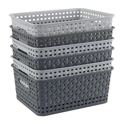 Image of Bblina Pack of 6 Woven Basket, Plastic Small Storage Basket