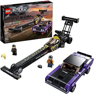 Image of LEGO Speed Champions Mopar Dodge//SRT Top Fuel Dragster and 1970 Dodge Challenger T/A 76904 Building Toy; New 2021 (627 Pieces)