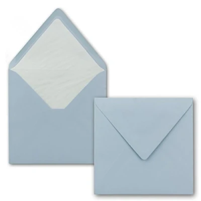 Image of FarbenFroh by GUSTAV NEUSER 50x Envelopes Square 16 x cm Light Blue (Blue) with white silk lining without window &amp; wet glue for invitation cards weddings and birthdays