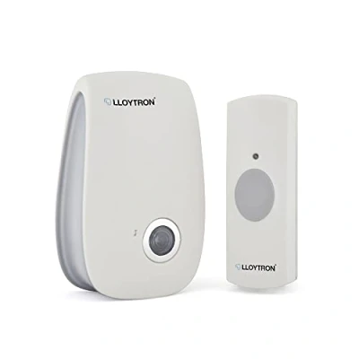 Image of LLOYTRON® MIP System 3 Doorbell Kit with 32 Melody Plug in Chime Receiver and Battery Operated Bell Push 200m Wireless Range Easy Set up Mains Powered B7532WH White