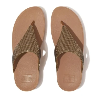 Image of Fitflop Women&#039;s LULU Glitterball Toe Post Sandals, Gold, 3 UK