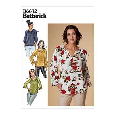 Image of Butterick Patterns B6632 Loose Fit Women&#039;s Pullover Top Sewing Patterns, Sizes 6 14