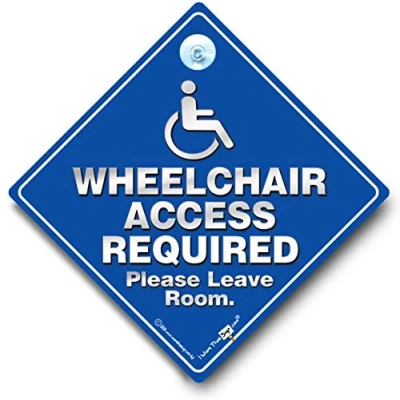 Image of Wheelchair Access Required Please Leave Room Car Sign, Disabled Driver Disability Advisory Vehicle User Awareness Sign 14cm x