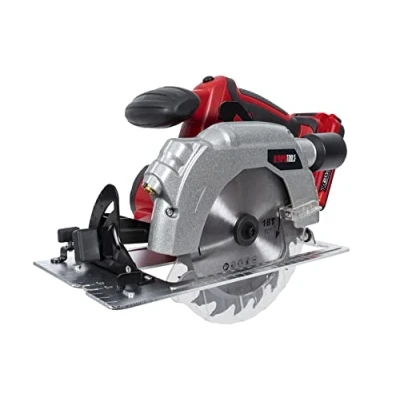 Image of Olympia Tools X20S™ Circular Saw 20V 1 x 2.0Ah Li ion Soft Grip Handle for Reduced Fatigue and Increased Control. There is Also a Handy Vacuum Port That enables Direct Connection to dust Extractor