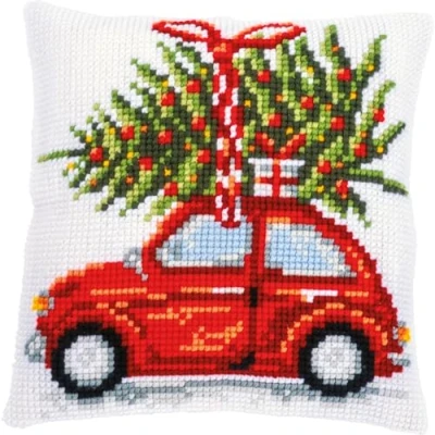 Image of Vervaco Cross Stitch Cushion Kit Christmas Car, Ecru, ca. 40 x cm