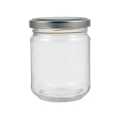 Image of Wares Of Knutsford Glass Jam Jars 228ml (8oz) Pack 24 Silver Lid Home Preserving Marmalade Chutney