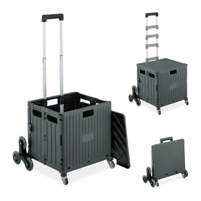Image of Relaxdays Shopping Trolley, Iron, Grey, 99 x 53 50 cm
