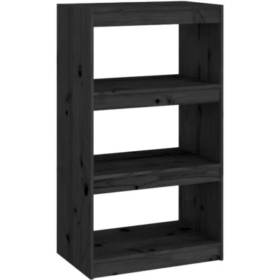 Image of vidaXL Book Cabinet/Room Divider Black 60x30x103.5 cm Solid Wood Pine