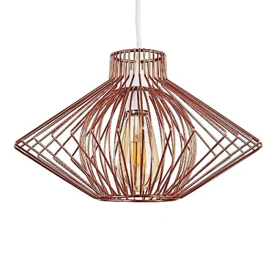 Image of MiniSun Disperse Geometric Design Copper Wire Basket Cage Ceiling Pendant Light Shade + LED Bulb