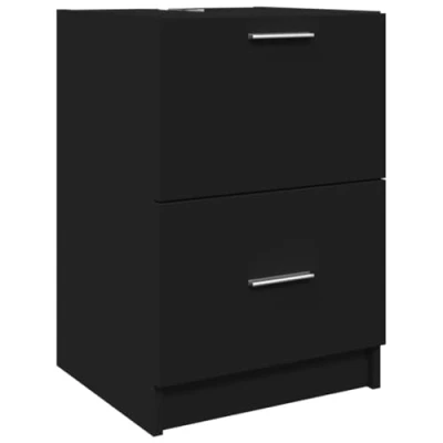 Image of vidaXL Sink Cabinet Black 40x37x59 cm Engineered Wood Modern Bathroom Storage with Drawer and Compartment
