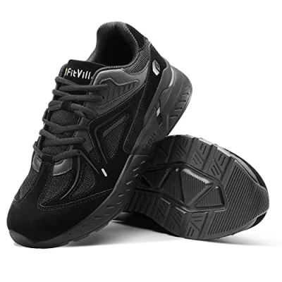 Image of FitVille Womens Extra Wide Fit Trainers Ladies Walking Running Shoes Comfortable Sneakers for Flat Feet Plantar Fasciitis, Jet Black, 3.5 UK X