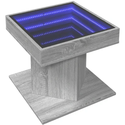 Image of vidaXL Coffee Table with LED Grey Sonoma 50x50x45 cm Engineered Wood