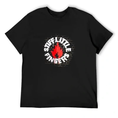 Image of Mens Black Official Stiff Little Fingers T Shirt 100% Cottons Wall 3XL