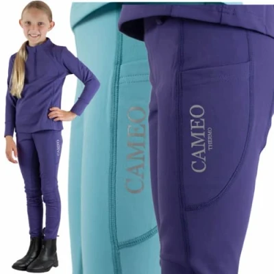 Image of Cameo Equine Junior Thermo Tights 28 Inch Waist Mulberry