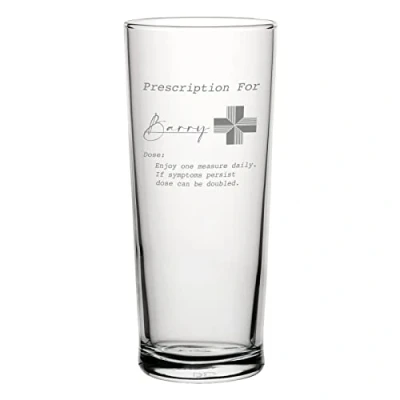Image of Personalised Engraved Glass Prescription Novelty Drinkware Pint