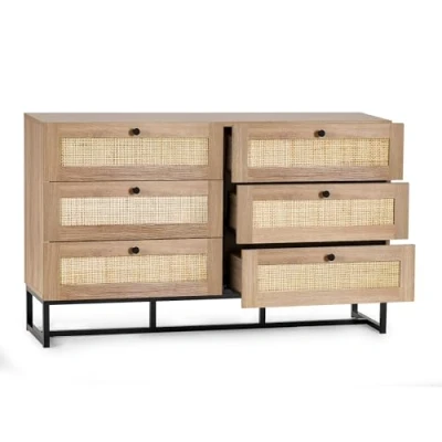 Image of Julian Bowen Oak Wood Padstow 6 Drawer Chest