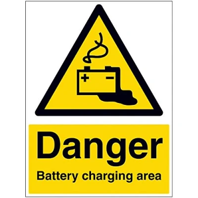 Image of Danger Battery Charging Area 300 x 400mm 1mm Rigid Plastic