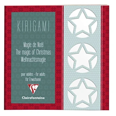 Image of Clairefontaine Ref 97600C Kirigami Crafting Paper (Pack of 52 Sheets) 20 x 20cm in Size, 160gsm Drawing Paper, Instructions Supplied The Magic Christmas