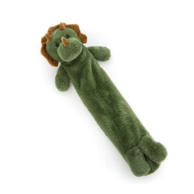 Image of Deyongs Soft Cozy Furry Animal Cute, Fun &amp; Cuddly Teddy Hot Water Bottle 72cm (Triceratops (Green))