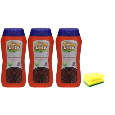 Image of 3X Hob Brite Cleaner Lemon Sherbet (3X 250 ML), Ceramic, Electric, Halogen and Induction Cream with Degreaser Sponge Packaging May Vary