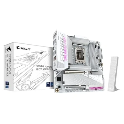Image of GIGABYTE B860M AORUS ELITE WF6E ICE Motherboard Intel Core Ultra Series CPUs, 12+1+2+1 Phases VRM, up to 9200MHz DDR5, 1xPCIe 5.0 + 2xPCIe 4.0 M.2, 2.5GbE LAN, WIFI 6E, USB 4