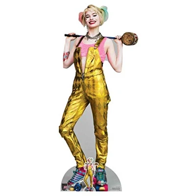 Image of STAR CUTOUTS SC1511 Harley Quinn Gold Jumpsuit Lifesze Cardboard Cutout/Standee/Stand Up Margot Robbie Birds of Prey Height 169cm Width 72cm, Star, Regular