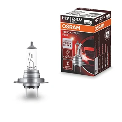 Image of OSRAM TRUCKSTAR PRO H7, +120% more brightness, halogen headlight lamp, 64215TSP, 24V truck folding box (1 lamp)