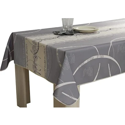 Image of Le linge de Jules Tablecloth, Polyester, Grey, Rechteckig 150 x 300 cm