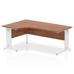 Image of Impulse 1800mm Right Crescent Desk Walnut Top White Cable Managed Leg